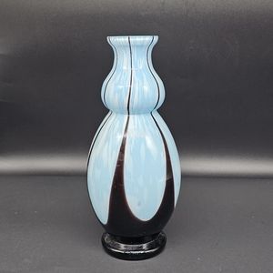 Art Glass Blue Cased Vase
